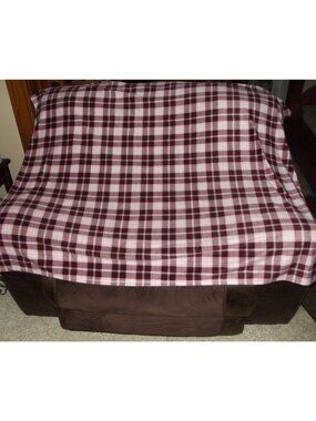 Liz Claiborne Throw Blanket 50"x 60" pink burgundy gray soft plush flannel